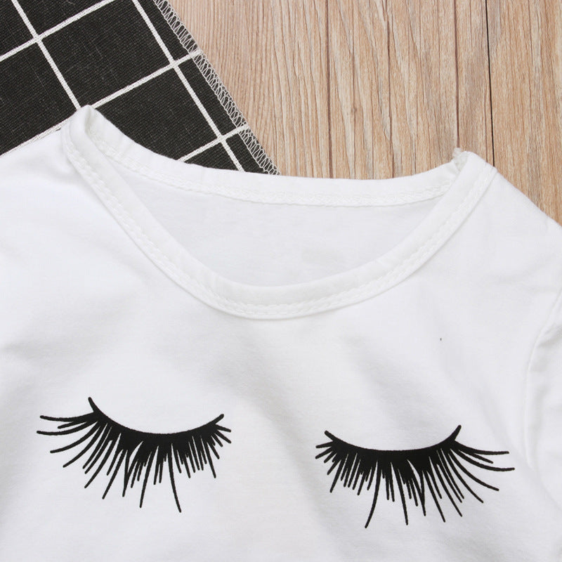 Pudcoco Girl Set-Eyelash Tops T-shirt Pants Leggings Outfits