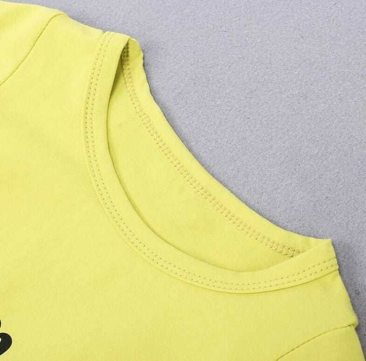 Girls Yellow Letter T-Shirt Jeans Set