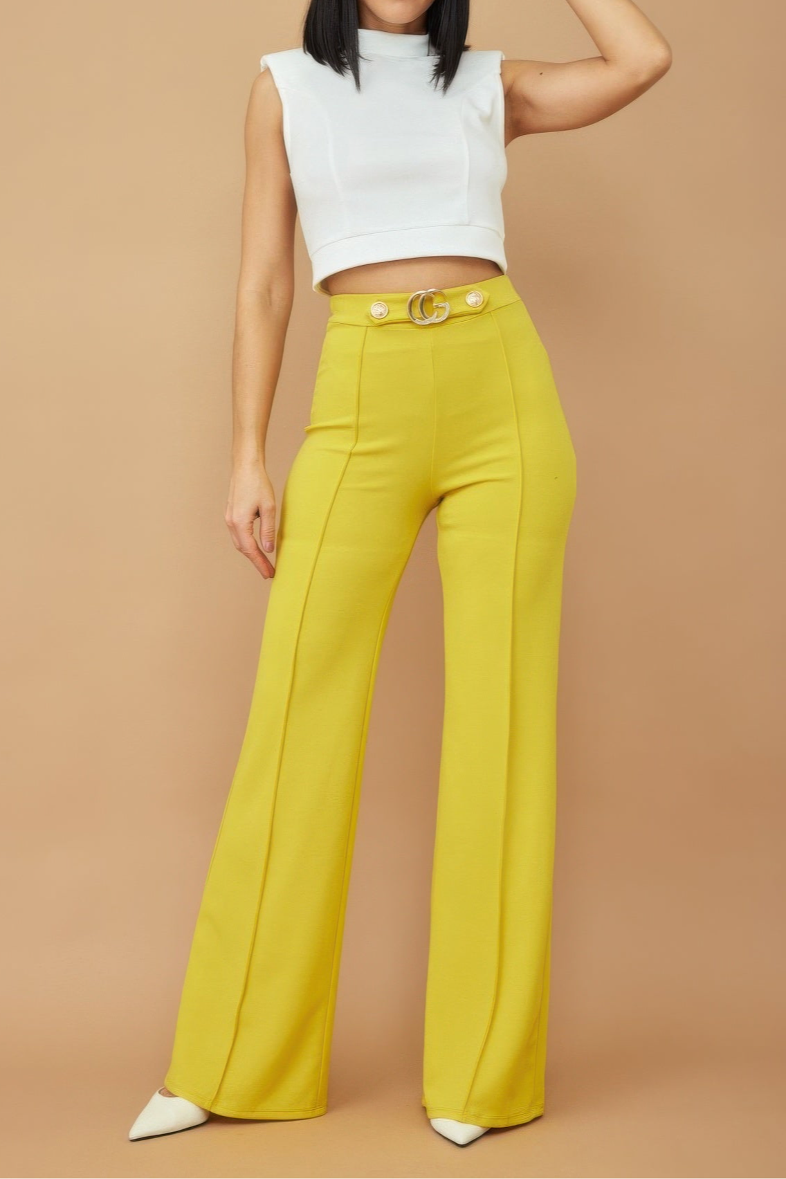 Cg Buckle And Button Detail Pants