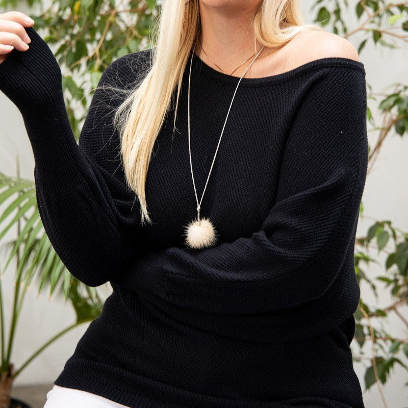 Plus Round Neck Long Sleeve Solid Sweater