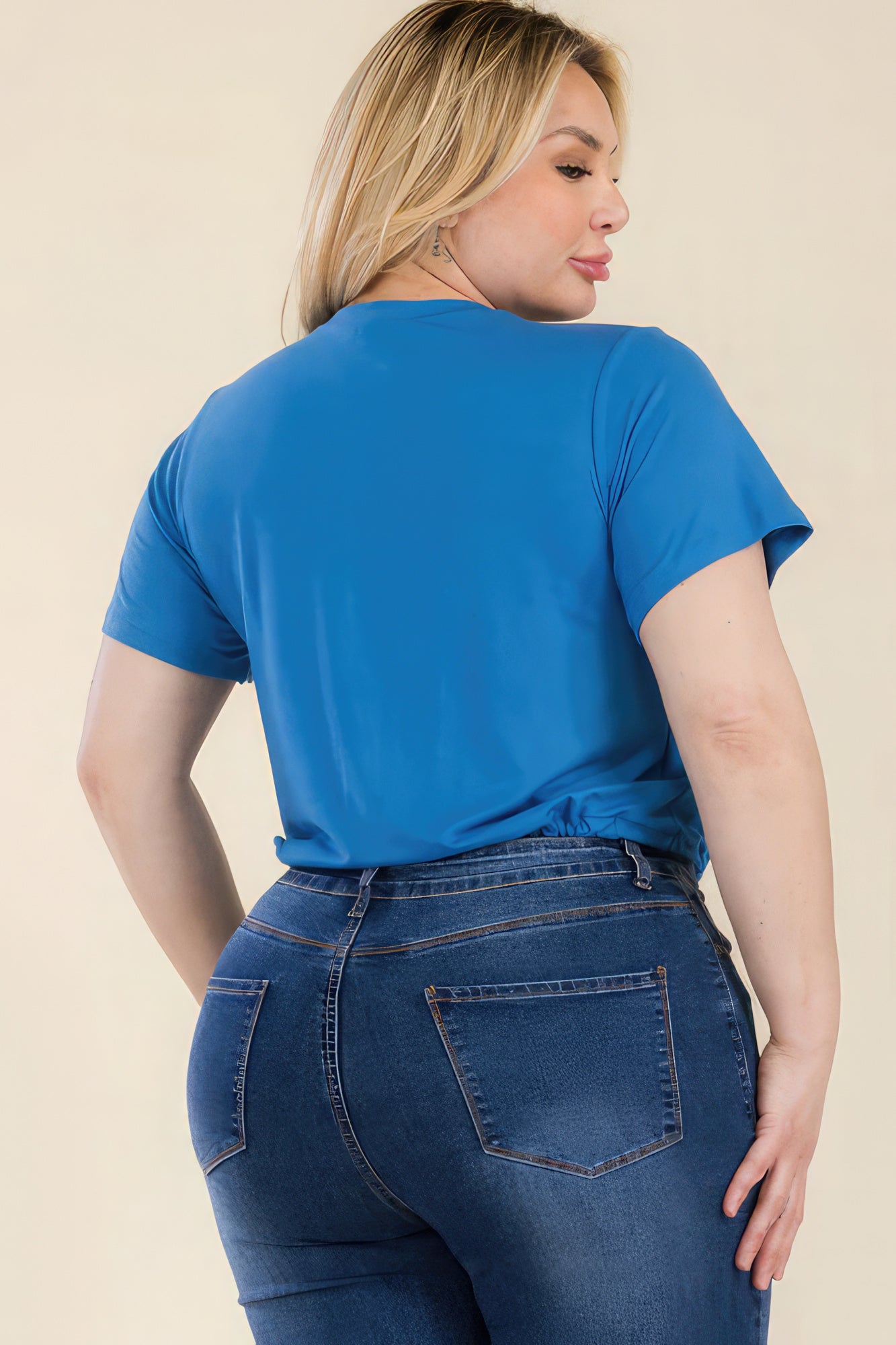 Tie Front Drawstring Short Sleeve Crop Top