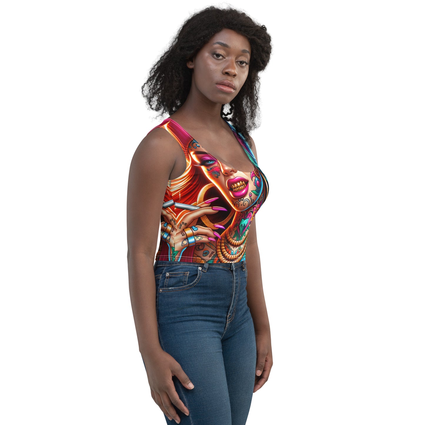 Marthann Pretti Tatt|Sleeves-less Crop Top