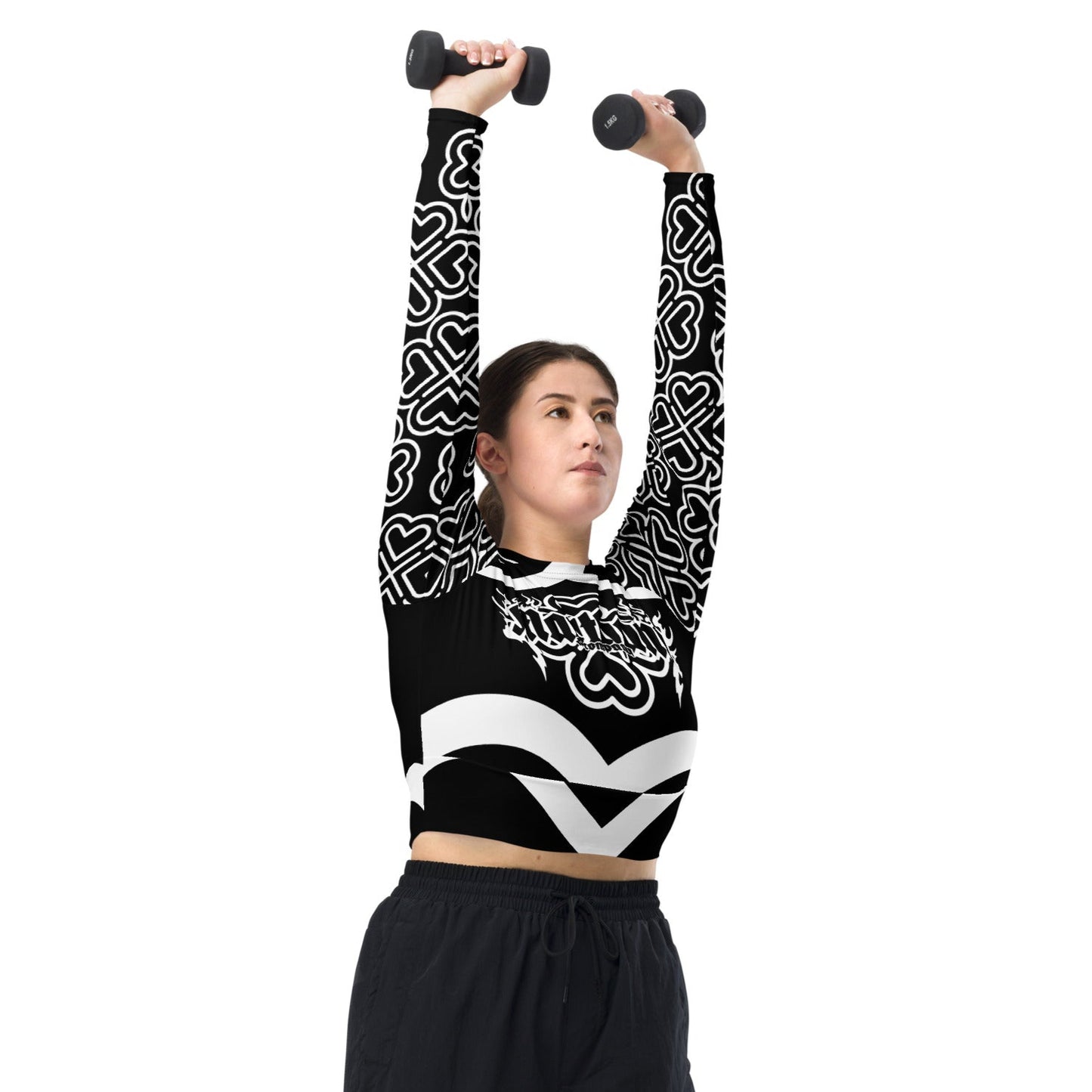 Marthann Hearts Long-Sleeve Crop Top