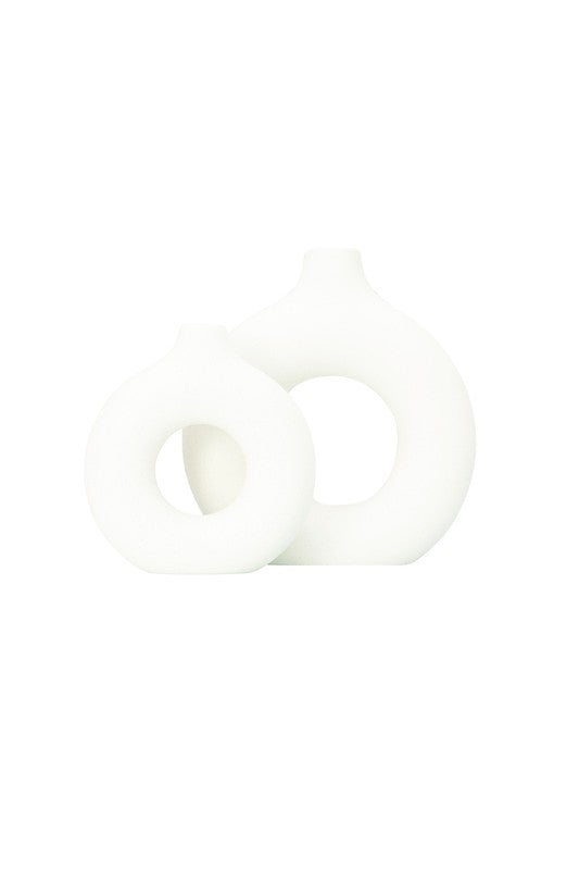 Modern Ceramic Vase Round Shape - 2 pcs/set