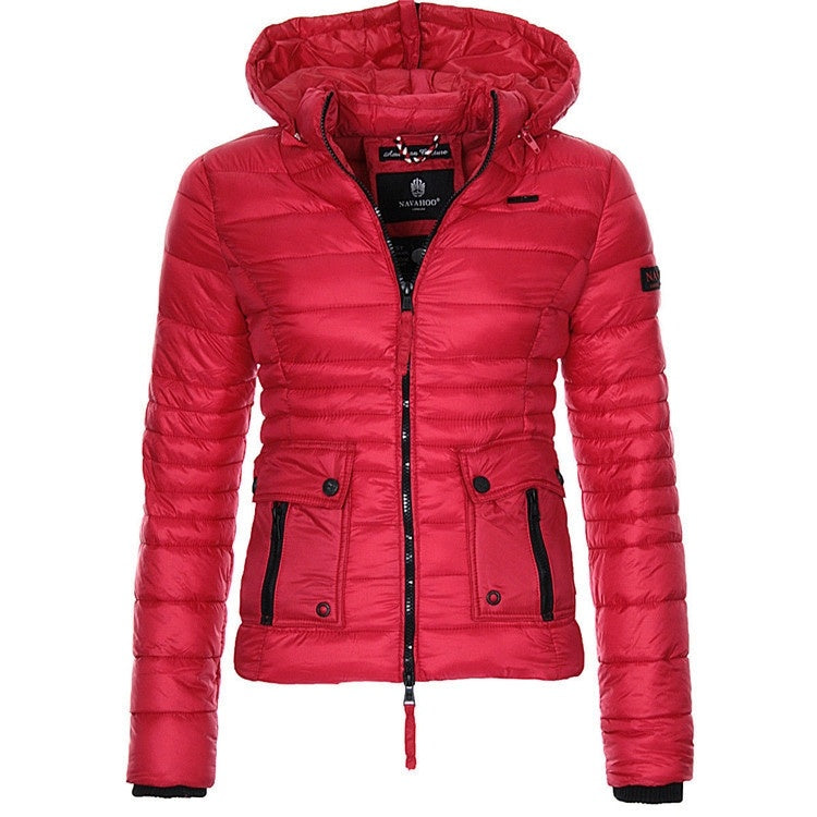 Women Winter Red Motorcycle Coat