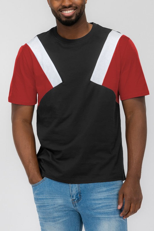 Mens Color Block Short Sleeve T-Shirt