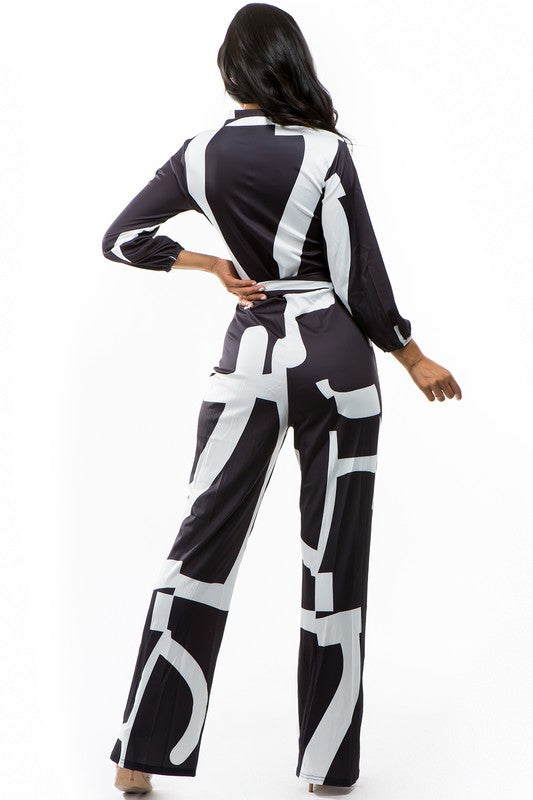 LONG SLEEVES MULTI PRINT JUMPSUIT