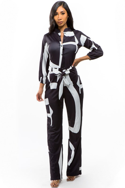 LONG SLEEVES MULTI PRINT JUMPSUIT