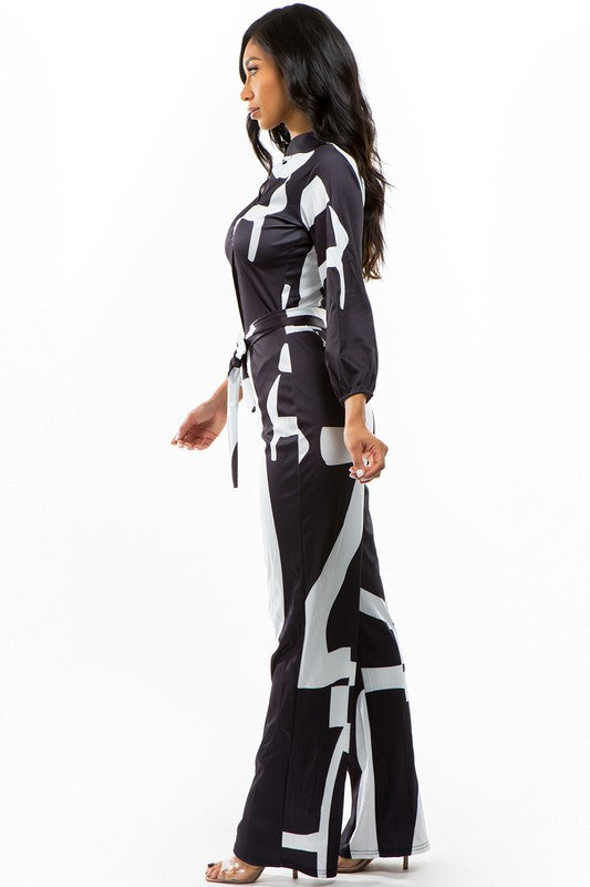 LONG SLEEVES MULTI PRINT JUMPSUIT