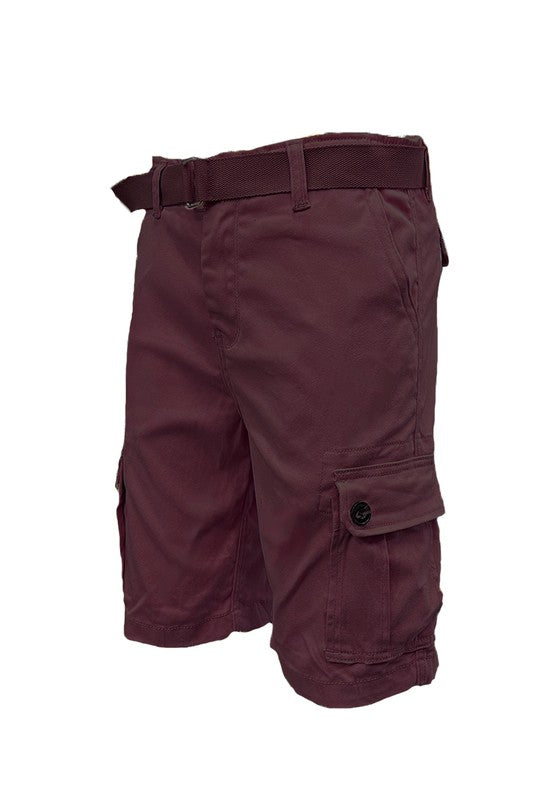 Mens Belted Cargo Shorts with Belt