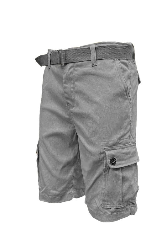 Mens Belted Cargo Shorts with Belt