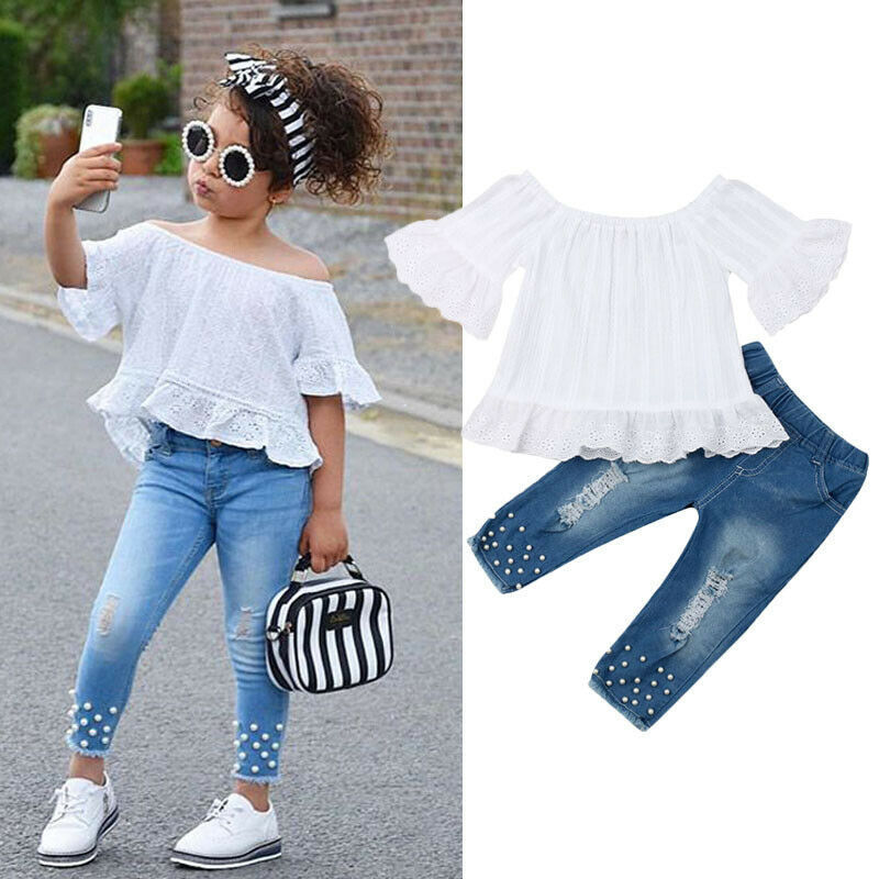 Shirt & Jean Set Girls Kids Baby