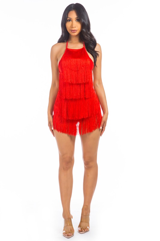 SLEEVELESS TASSEL BEACH ROMPER