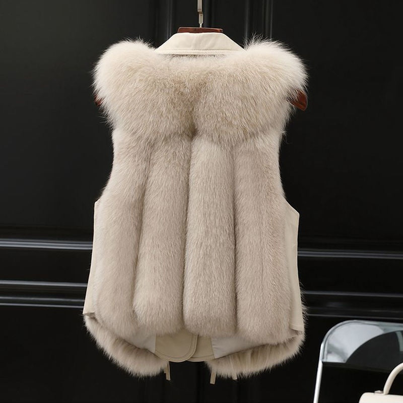 Short Coat Patchwork Elegant Female Warm Fur Vest