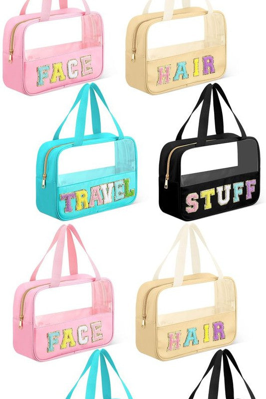 Chenille Letter Clear Travel Bag