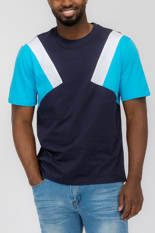 Mens Color Block Short Sleeve T-Shirt