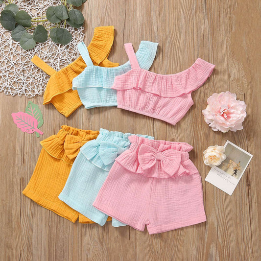 Girl's Solid Color Sling Set