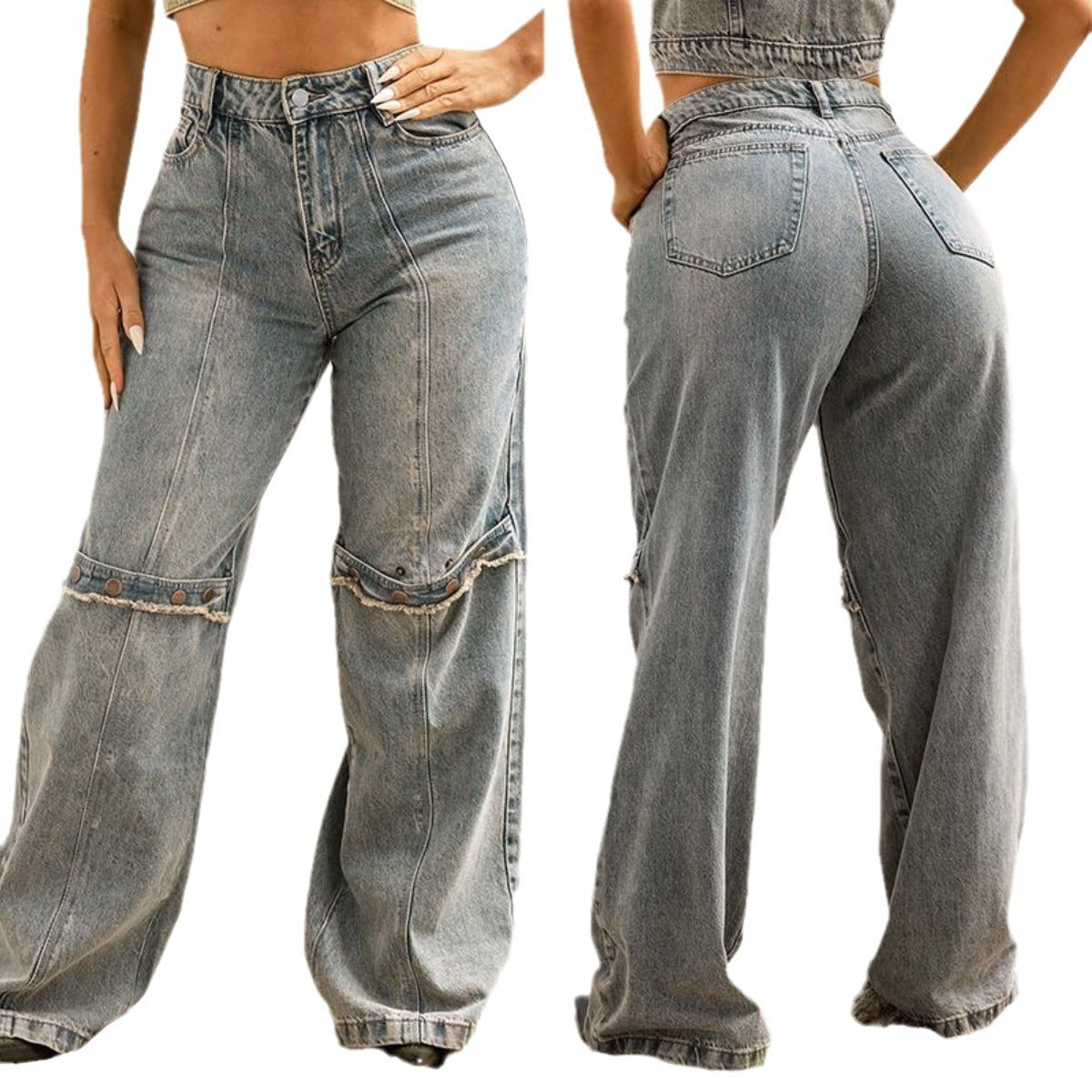 Baggy Wide Leg Jeans Women Vintage Streetwear Washed Denim Pants