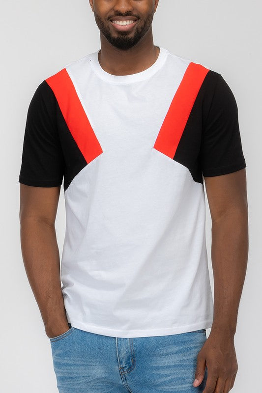 Mens Color Block Short Sleeve T-Shirt