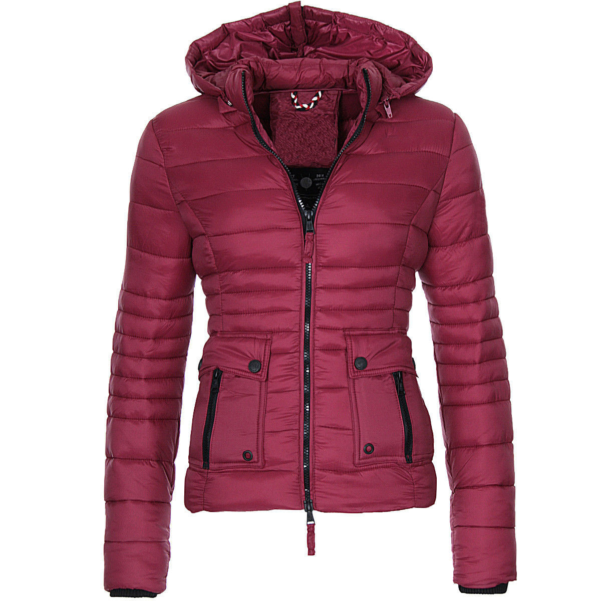 Women Winter Red Motorcycle Coat