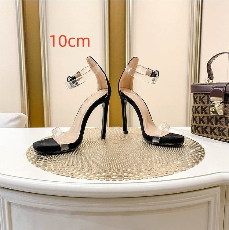 Transparent Open Toe Ankle-strap Buckle Sandals Stiletto Heel