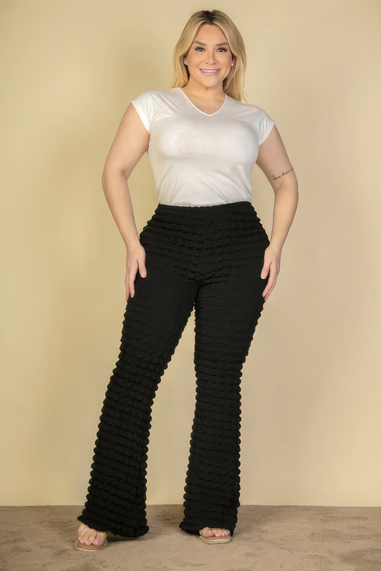 Bubble Fabric Flare Pants