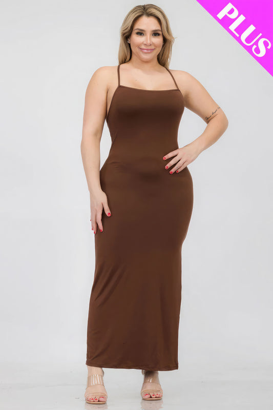 Crisscross Back Split Thigh Maxi Dress