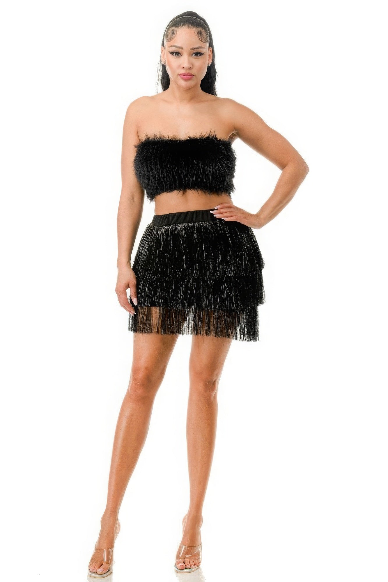 Fringe Metallic Skirt