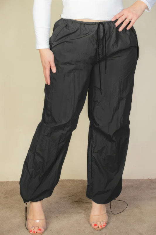 Drawstring Waist Parachute Pants