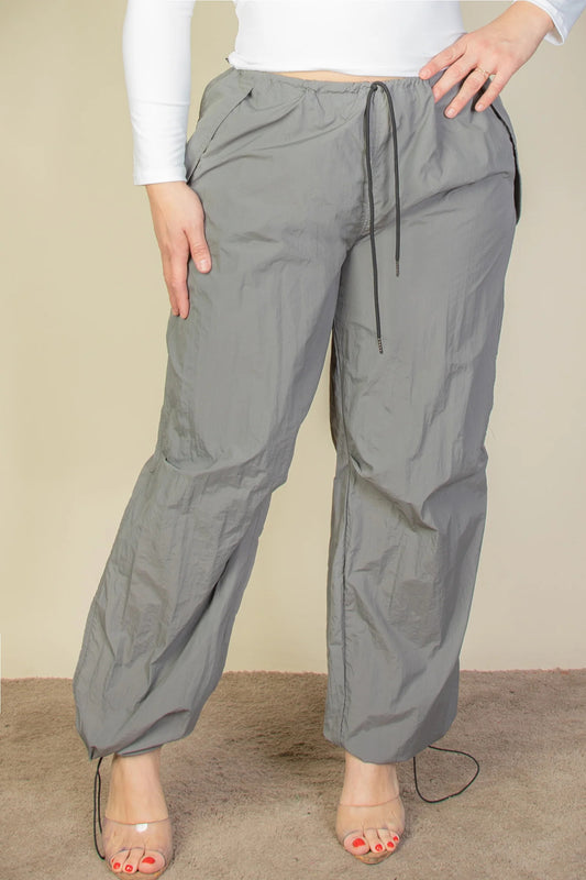 Drawstring Waist Parachute Pants