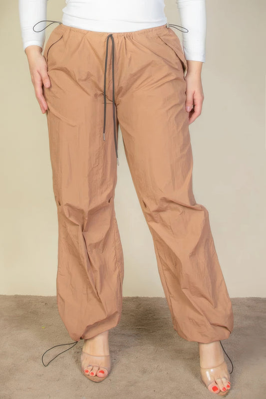 Drawstring Waist Parachute Pants