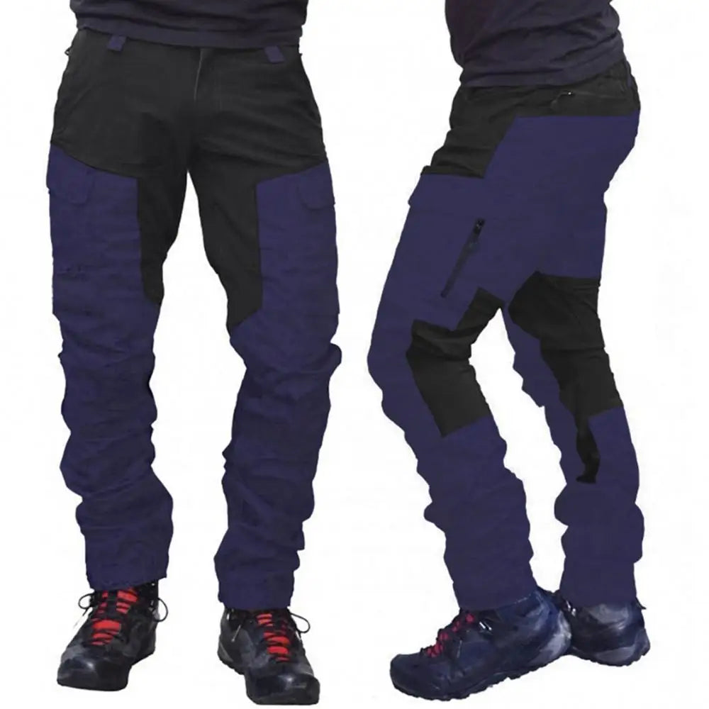 Color Block Multi Pockets Sports Long Cargo Pants