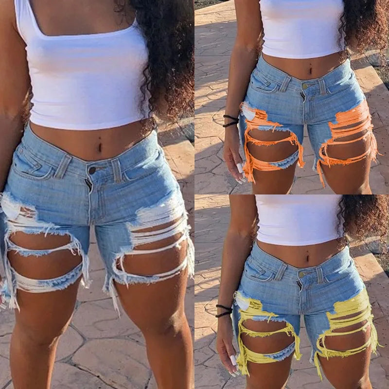 Ripped Denim  Jean Shorts