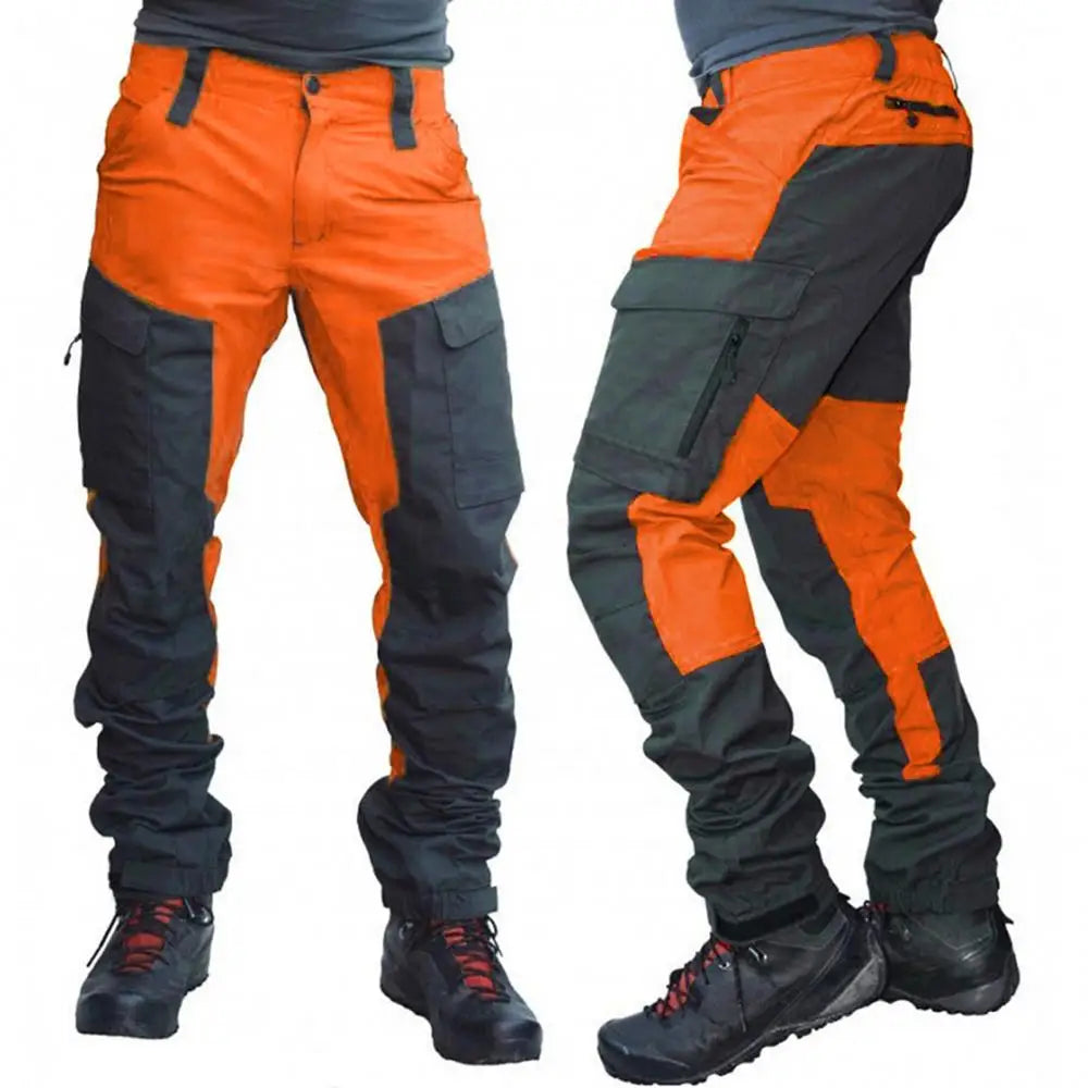 Color Block Multi Pockets Sports Long Cargo Pants