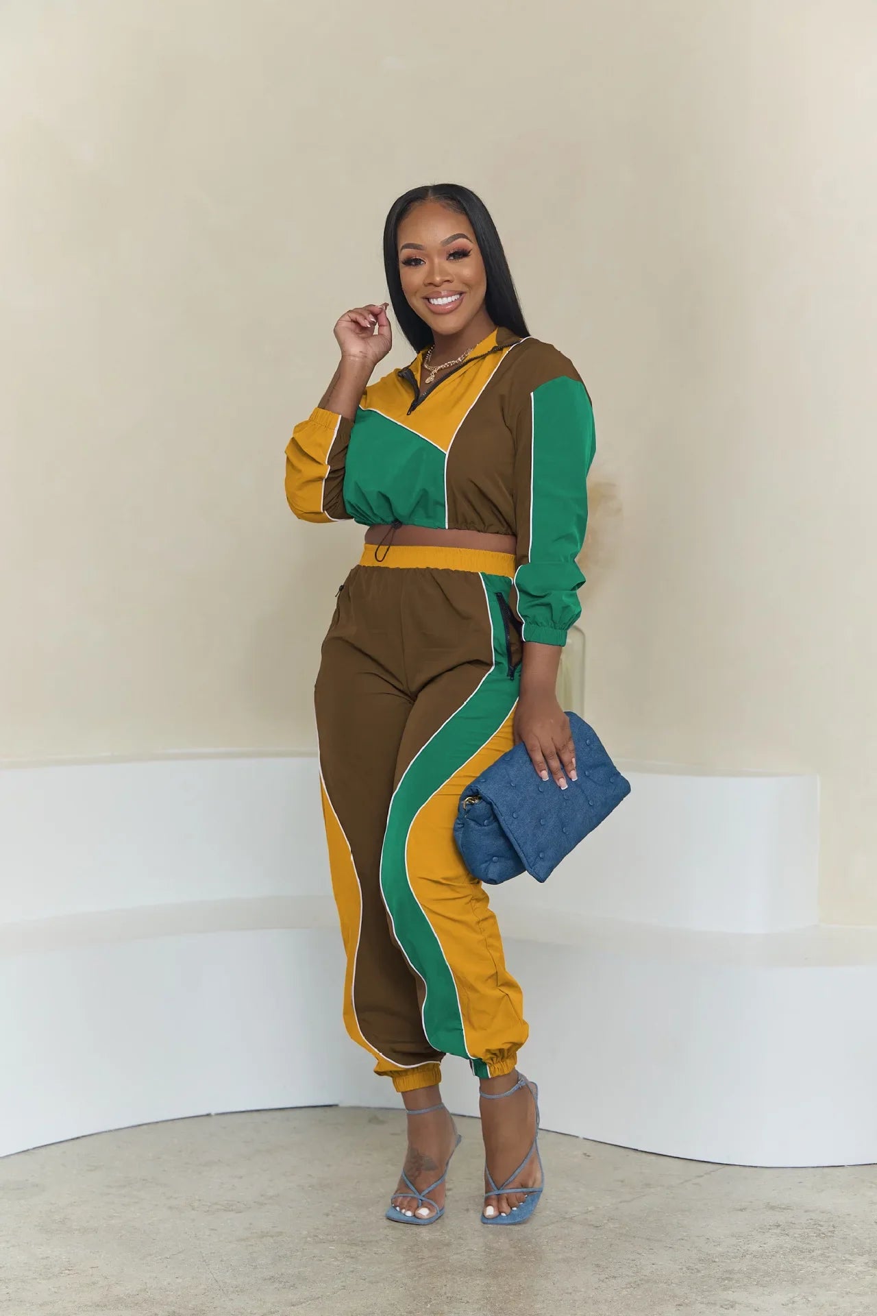 Color Block Patchwork Sporty Tracksuit