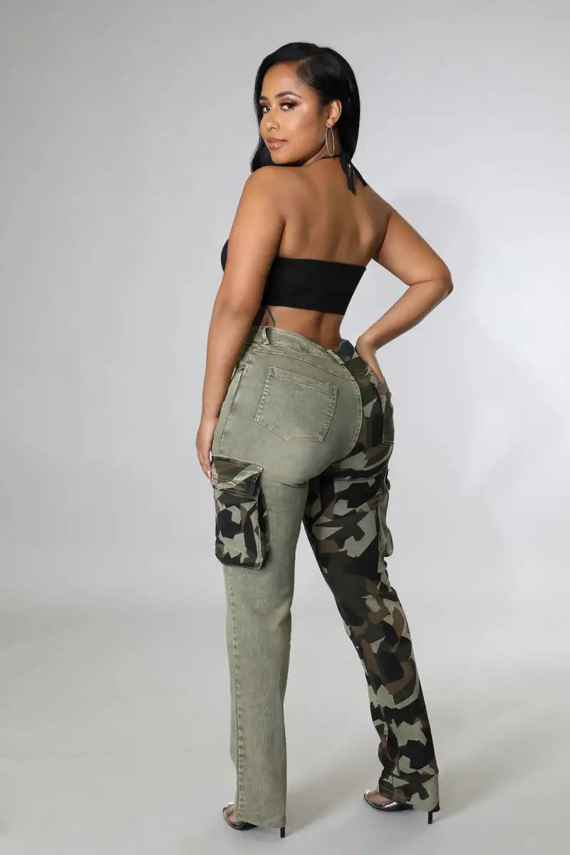 Camo Patchwork Vintage High Waist Skinny Jeans