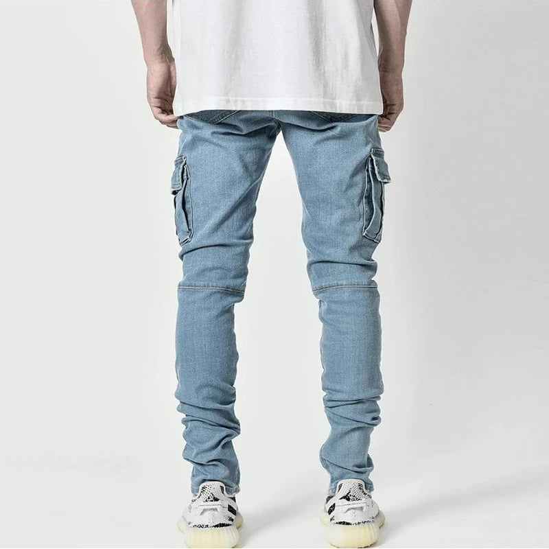 Casual Denim Multi Pocket Cargo Jeans