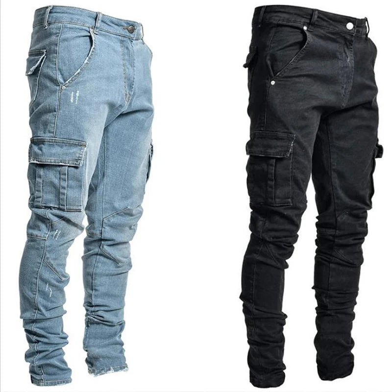 Casual Denim Multi Pocket Cargo Jeans