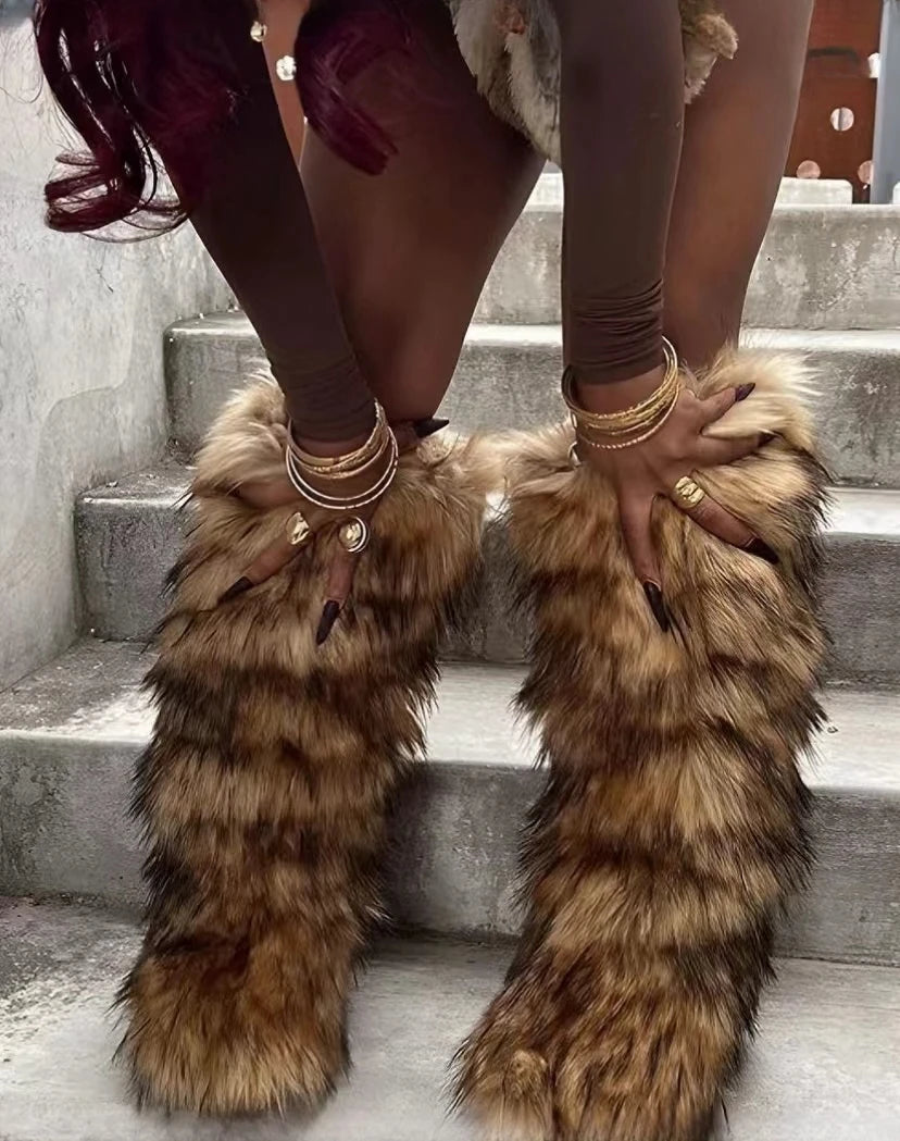 Thigh High Fluffy Fur Boots