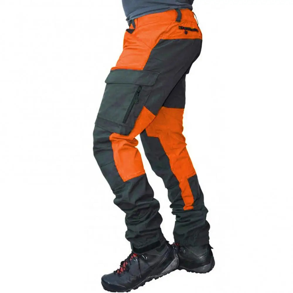 Color Block Multi Pockets Sports Long Cargo Pants