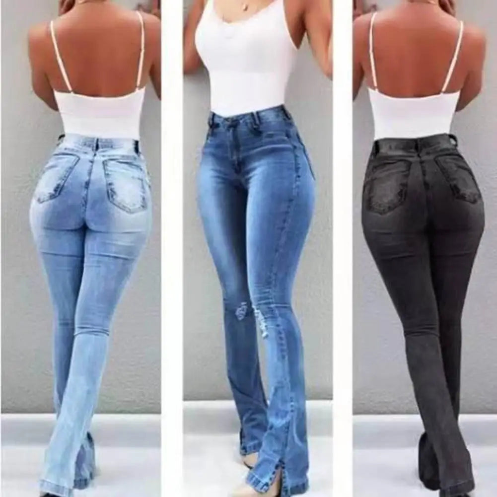 High Waist Boot Cut Slim Denim Flared Jeans