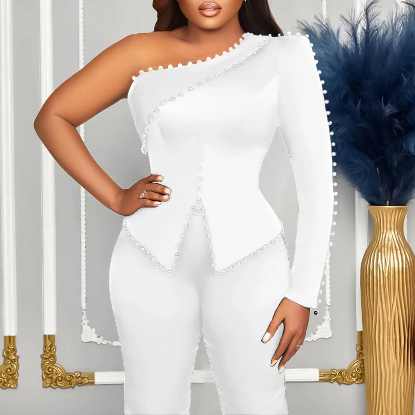 Slanted Shoulder 2 Piece Set