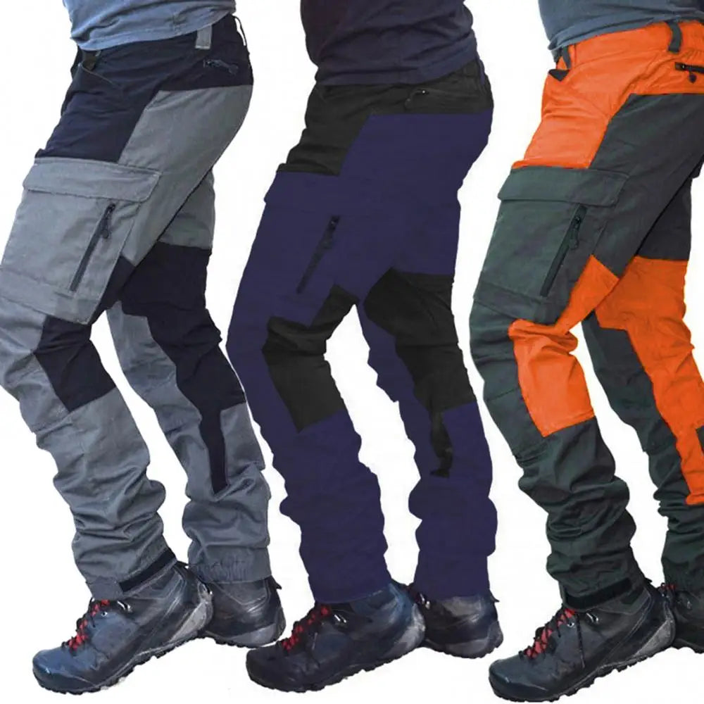 Color Block Multi Pockets Sports Long Cargo Pants