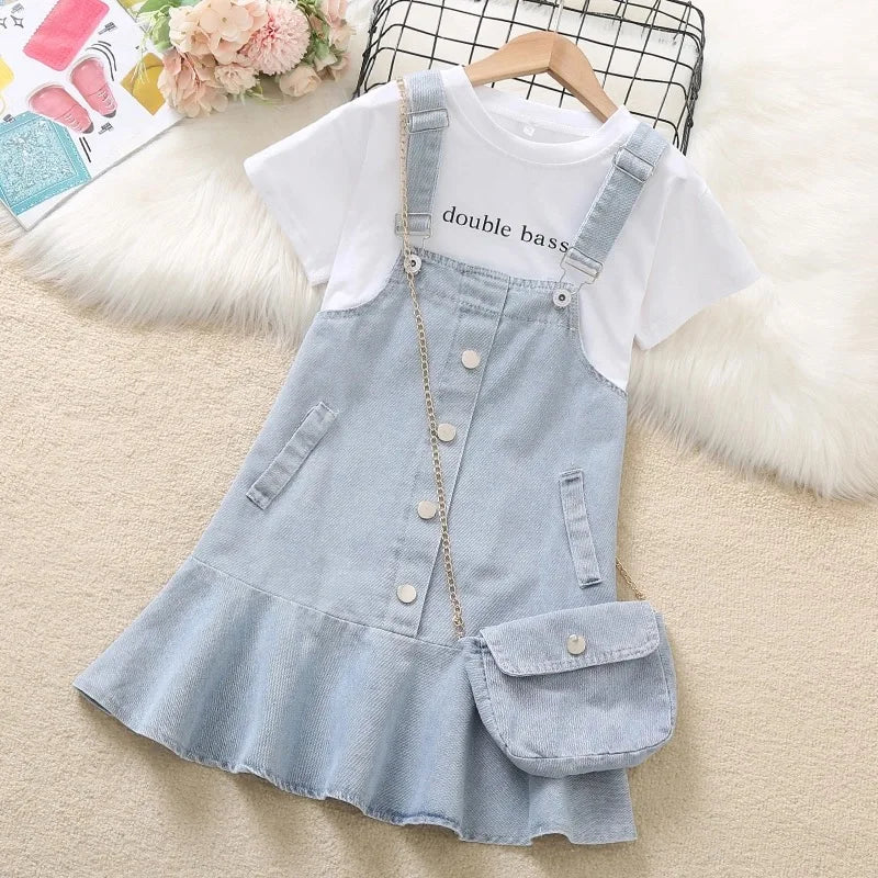 Girls Summer Suspender Dress Clothing Set