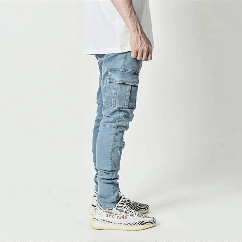 Casual Denim Multi Pocket Cargo Jeans