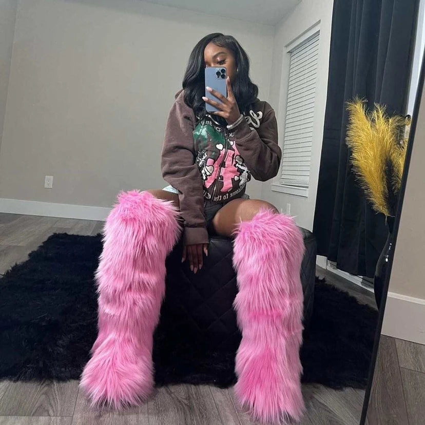 Thigh High Fluffy Fur Boots