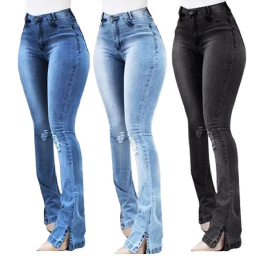 High Waist Boot Cut Slim Denim Flared Jeans