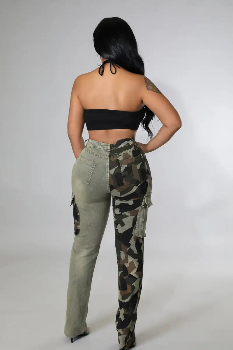 Camo Patchwork Vintage High Waist Skinny Jeans