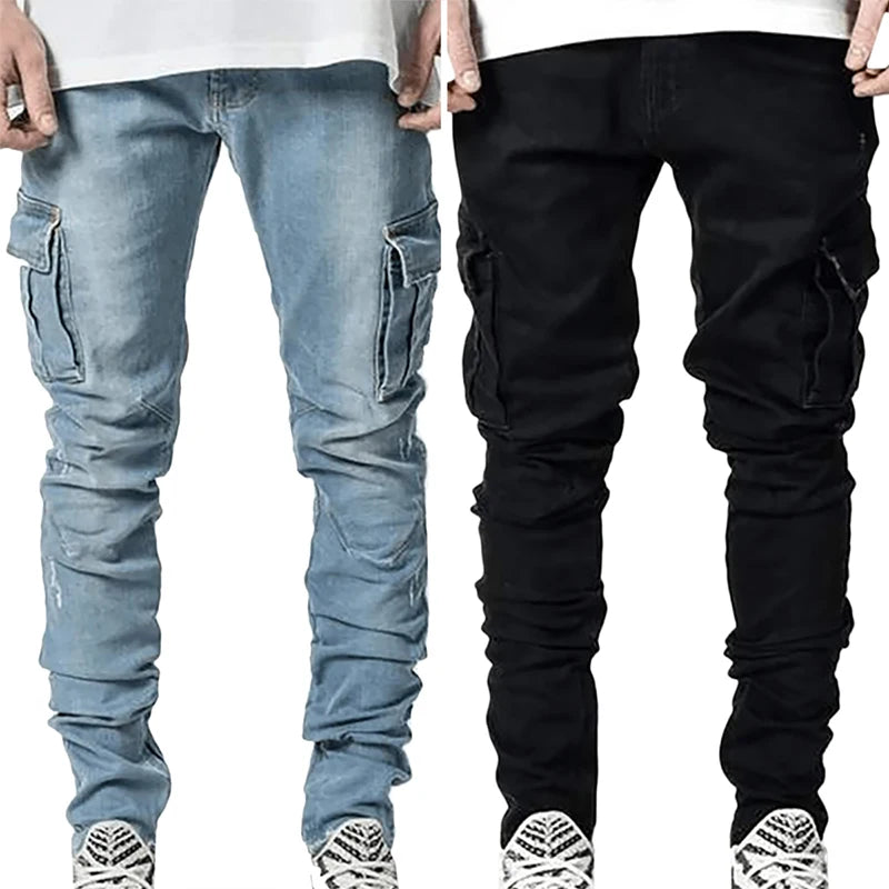 Casual Denim Multi Pocket Cargo Jeans