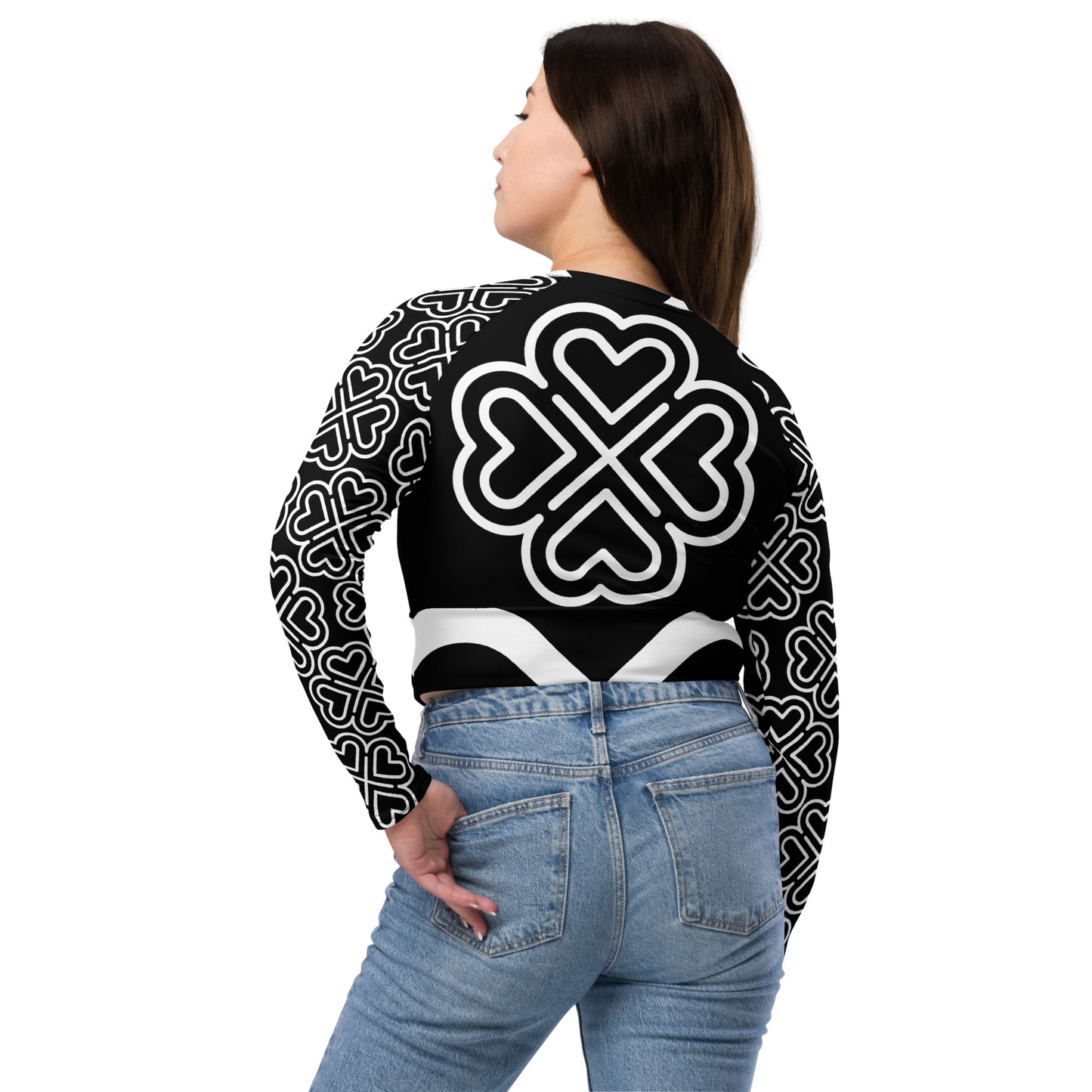 Marthann Hearts Long-Sleeve Crop Top